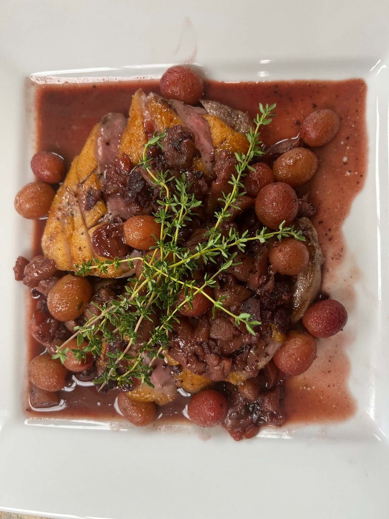 Pan Seared Duck Breast with Sautéed Red Grapes