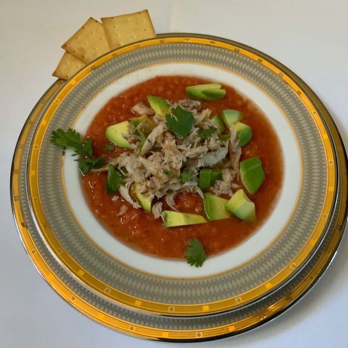 Cold Gazpacho with Avocado and Crabmeat
