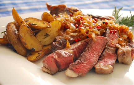 Pan Seared Ribeye with Shallots Agrodolce