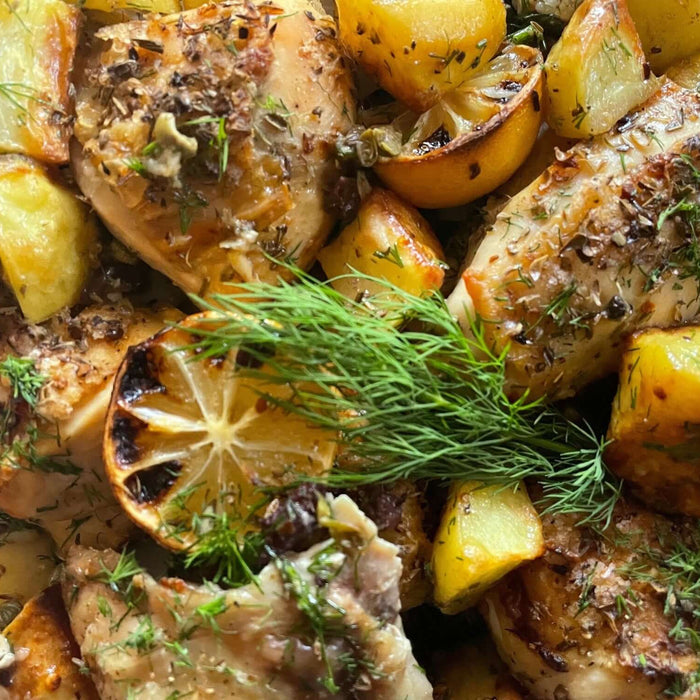 Sheet Pan Greek Garlic and Lemon Chicken