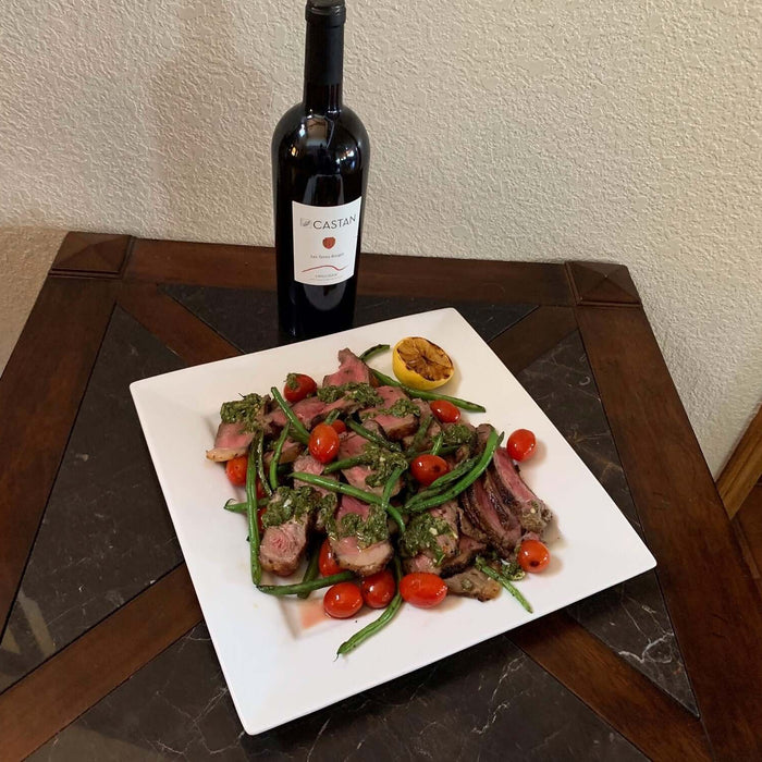 Grilled Steak Salad with Blistered French Green Beans and Cherry Tomatoes